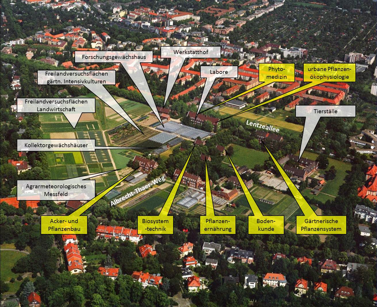 Campus Dahlem mit Einrichtungen