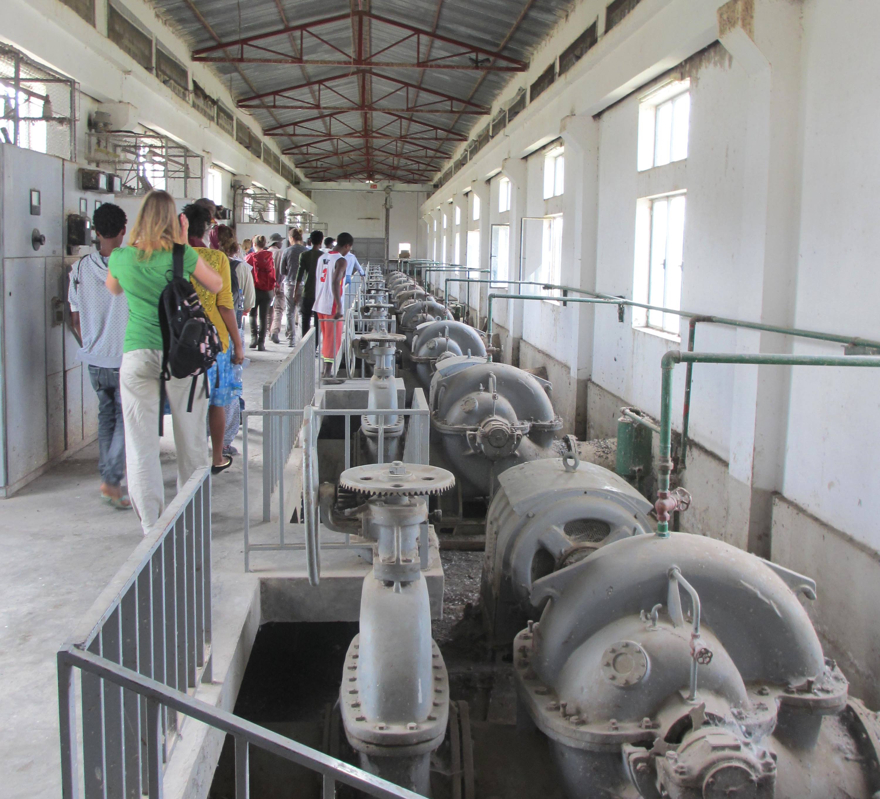 Students and staff visiting the irrigation facility in Meki area