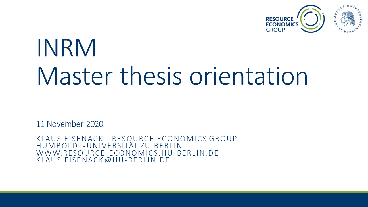 Presentation of Master Thesis Orientation, November 2020